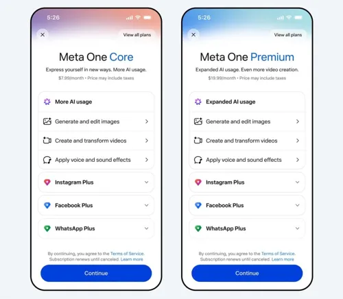 Meta Launches Meta One: Tiered Premium Subscription Service Across Facebook, Instagram, and WhatsApp