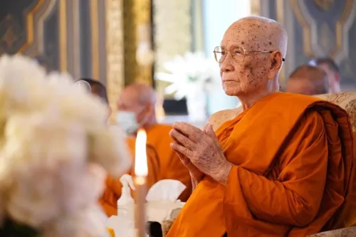 His Majesty the Sangha Raja Bestows Buddhist Teachings on Asahna Bucha Day 2569
