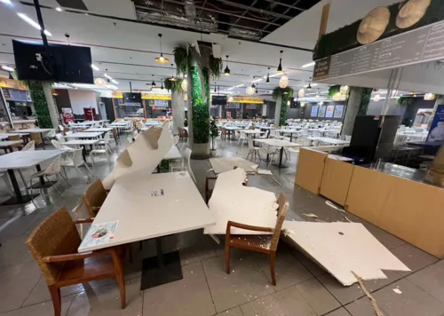 Cafeteria ceiling collapses at costly parliament complex